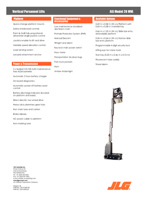 Kołowe platformy robocze z masztem pionowym JLG 20MVL