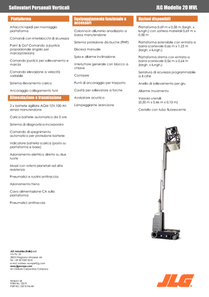 Kołowe platformy robocze z masztem pionowym JLG 20MVL