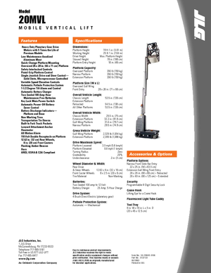 Kołowe platformy robocze z masztem pionowym JLG 20MVL