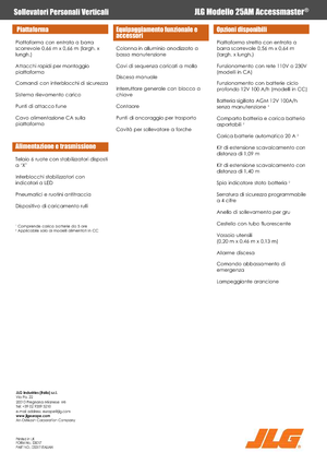 Kołowe platformy robocze z masztem pionowym JLG 25AM