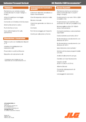 Kołowe platformy robocze z masztem pionowym JLG 41AM