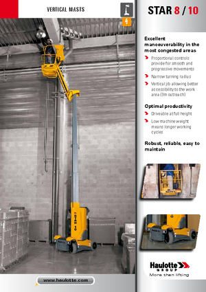Kołowe platformy robocze z masztem pionowym Haulotte Star 10 NT