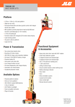 Kołowe platformy robocze z masztem pionowym JLG-Toucan Toucan 12E