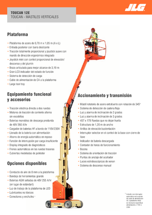 Kołowe platformy robocze z masztem pionowym JLG-Toucan Toucan 12E