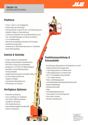Kołowe platformy robocze z masztem pionowym JLG-Toucan Toucan 12E