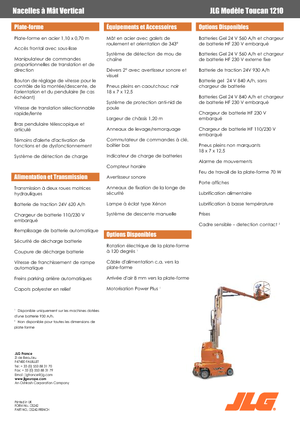 Kołowe platformy robocze z masztem pionowym JLG-Toucan Toucan 1210