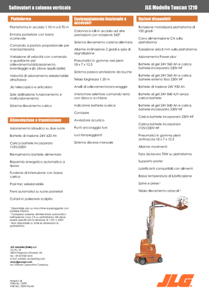 Kołowe platformy robocze z masztem pionowym JLG-Toucan Toucan 1210