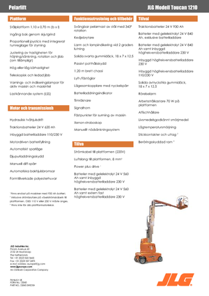 Kołowe platformy robocze z masztem pionowym JLG-Toucan Toucan 1210