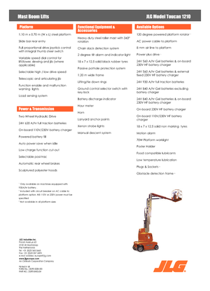 Kołowe platformy robocze z masztem pionowym JLG-Toucan Toucan 1210