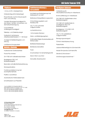 Kołowe platformy robocze z masztem pionowym JLG-Toucan Toucan 1310