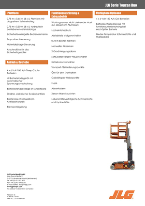Kołowe platformy robocze z masztem pionowym JLG-Toucan Toucan-DUO