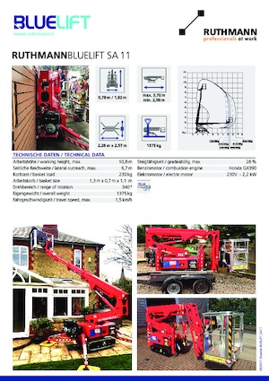 Gąsienicowe, przegubowe podnośniki koszowe Ruthmann BLUELIFT SA 11