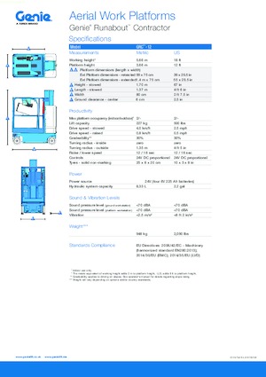 Kołowe teleskopowe platformy robocze Genie GRC-12 Runabout