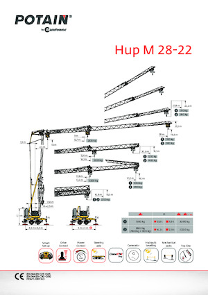 Żurawie wieżowe dolnoobrotowe z wysięgnikiem wodzakowym mocowane na ciężarówce Potain Hup M 28-22