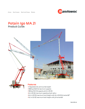 Żurawie wieżowe dolnoobrotowe z wysięgnikiem wodzakowym Potain IGO MA 21