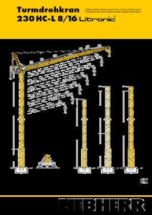 Żurawie wieżowe górnoobrotowe z wysięgnikiem wychylnym Liebherr 230 HC-L 8/16 Litronic