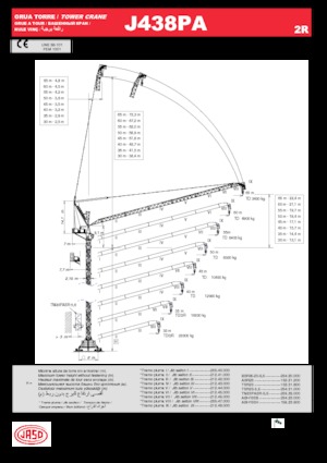 Żurawie wieżowe górnoobrotowe z wysięgnikiem wychylnym Jaso J438PA.2R