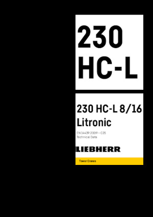 Żurawie wieżowe górnoobrotowe z wysięgnikiem wychylnym Liebherr 230 HC-LH 8/16 Litronic