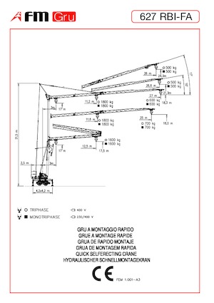 Żurawie wieżowe dolnoobrotowe z wysięgnikiem wodzakowym FM-Gru 627 RBI-FA