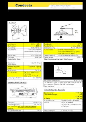 Żurawie wieżowe dolnoobrotowe z wysięgnikiem wodzakowym Condecta E 4310