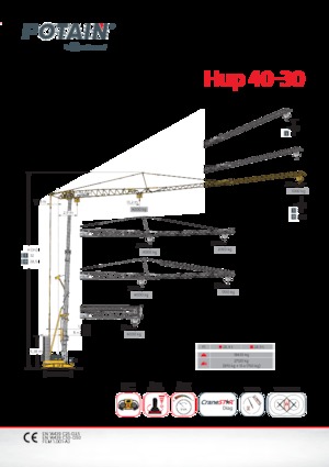 Żurawie wieżowe dolnoobrotowe z wysięgnikiem wodzakowym Potain Hup40-30