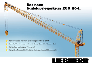 Żurawie wieżowe górnoobrotowe z wysięgnikiem wychylnym Liebherr 280 HC-L 16/28  Litronic
