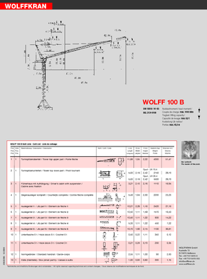Żurawie wieżowe górnoobrotowe z wysięgnikiem wychylnym Wolffkran WK 100 B