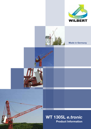 Żurawie wieżowe górnoobrotowe z wysięgnikiem wychylnym Wilbert WT 1305 L e.tronic