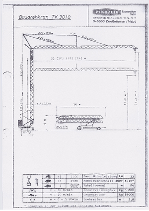 Żurawie wieżowe dolnoobrotowe z wysięgnikiem wodzakowym Pekazett 3010 SM