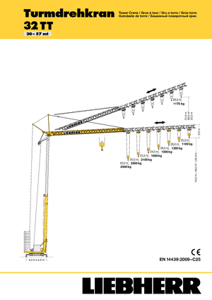 Żurawie wieżowe dolnoobrotowe z wysięgnikiem wodzakowym Liebherr 32 TT - 2,5-FU