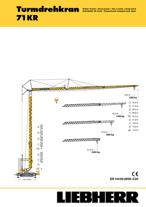 Żurawie wieżowe dolnoobrotowe z wysięgnikiem wodzakowym Liebherr 71 KR.1 (FU)