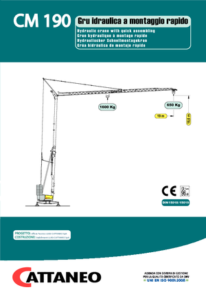 Żurawie wieżowe dolnoobrotowe z wysięgnikiem wodzakowym Cattaneo CM 190 
