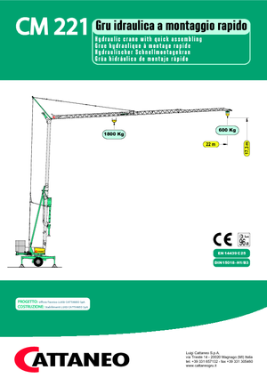 Żurawie wieżowe dolnoobrotowe z wysięgnikiem wodzakowym Cattaneo CM 221 