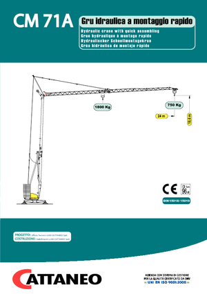 Żurawie wieżowe dolnoobrotowe z wysięgnikiem wodzakowym Cattaneo CM 71A