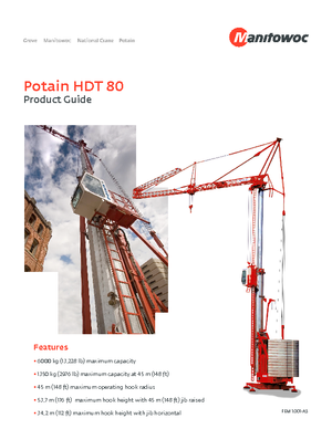 Żurawie wieżowe dolnoobrotowe z wysięgnikiem wodzakowym Potain HDT 80