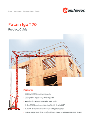 Żurawie wieżowe dolnoobrotowe z wysięgnikiem wodzakowym Potain IGO T 70