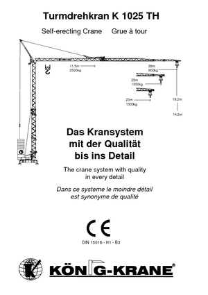 Żurawie wieżowe dolnoobrotowe z wysięgnikiem wodzakowym König K 1025 TH