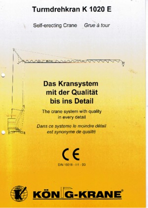 Żurawie wieżowe dolnoobrotowe z wysięgnikiem wodzakowym König K 1020 E (2m)