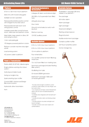 Kołowe przegubowe podnośniki koszowe JLG 450 AJ Serie II