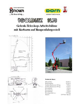 Gąsienicowe, przegubowe podnośniki koszowe Hinowa GL 14.70