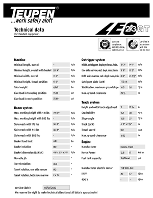 Gąsienicowe, przegubowe podnośniki koszowe TEUPEN LEO23GT 