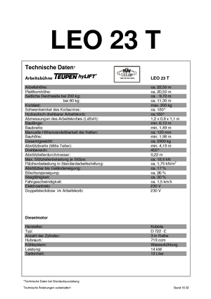 Gąsienicowe platformy teleskopowe TEUPEN Leo 23 T