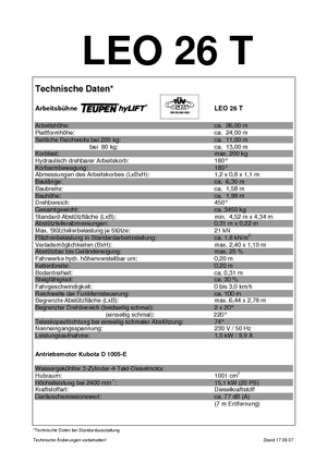 Gąsienicowe platformy teleskopowe TEUPEN Leo 26 T