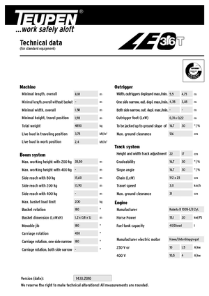 Gąsienicowe platformy teleskopowe TEUPEN LEO36T