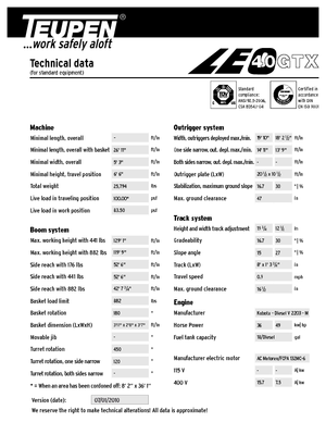 Gąsienicowe, przegubowe podnośniki koszowe TEUPEN LEO40GTX