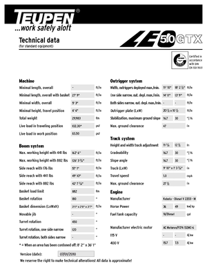 Gąsienicowe, przegubowe podnośniki koszowe TEUPEN LEO50GTX