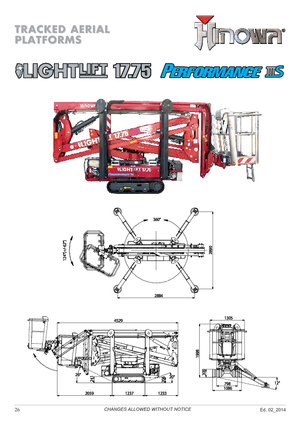 Gąsienicowe, przegubowe podnośniki koszowe Hinowa Lightlift 17.75 Performance IIIS MK3