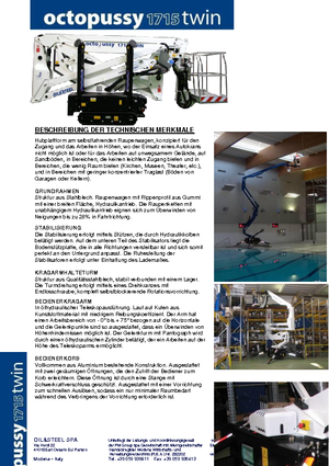 Gąsienicowe, przegubowe podnośniki koszowe Oil & Steel Octopussy 1715 Twin