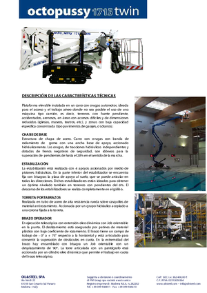 Gąsienicowe, przegubowe podnośniki koszowe Oil & Steel Octopussy 1715 Twin