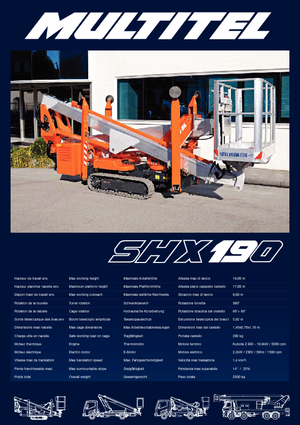 Gąsienicowe, przegubowe podnośniki koszowe Multitel SHX 190